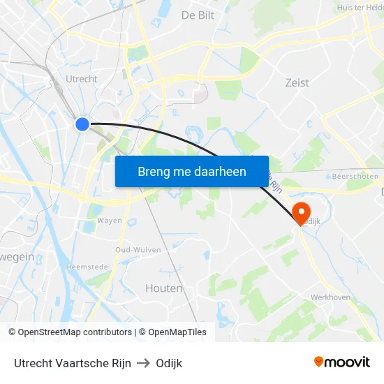 Utrecht Vaartsche Rijn to Odijk map