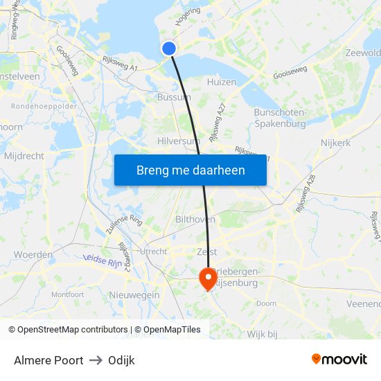 Almere Poort to Odijk map