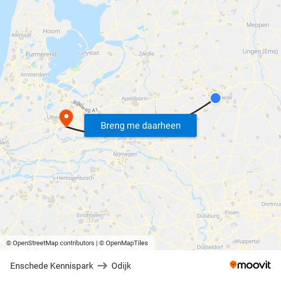 Enschede Kennispark to Odijk map