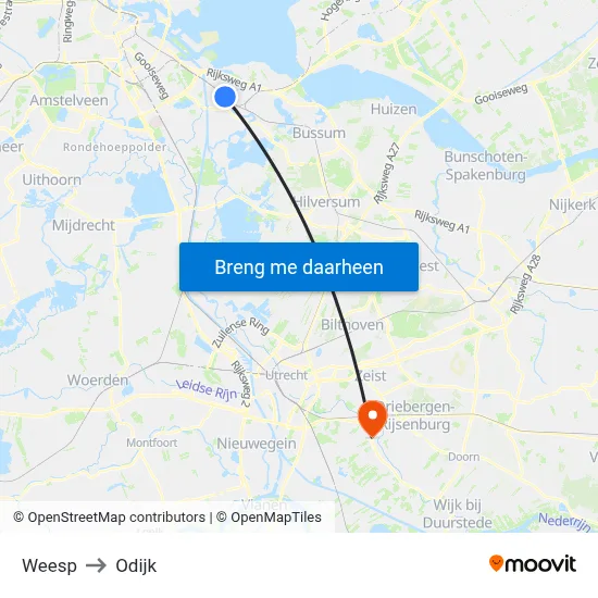 Weesp to Odijk map