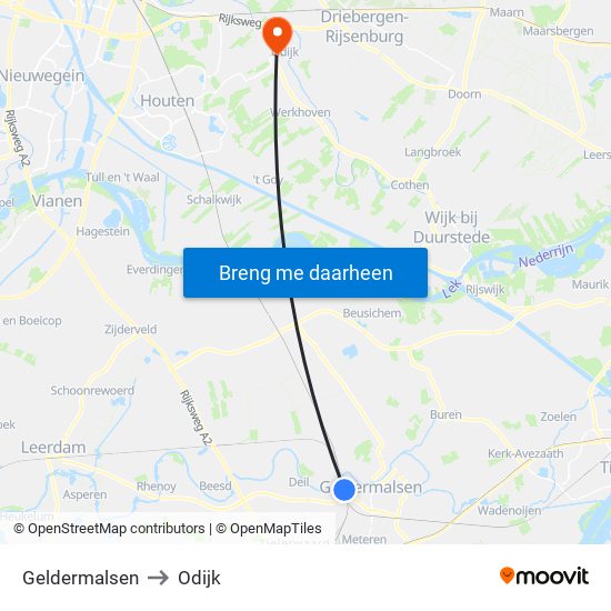 Geldermalsen to Odijk map