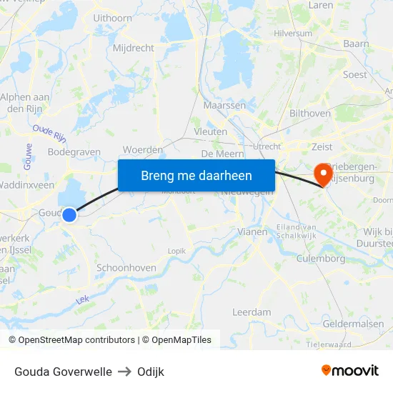 Gouda Goverwelle to Odijk map