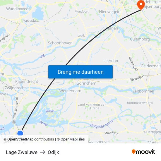 Lage Zwaluwe to Odijk map