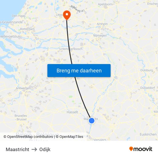 Maastricht to Odijk map
