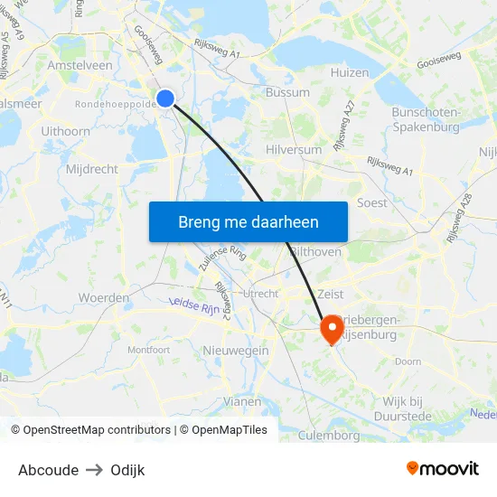 Abcoude to Odijk map
