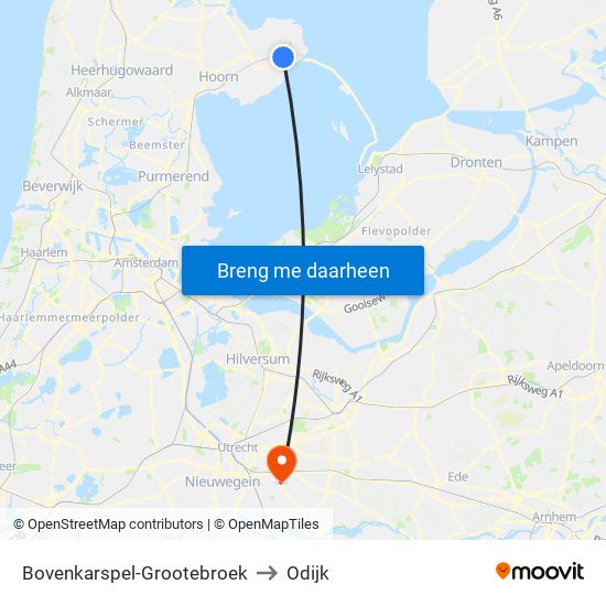 Bovenkarspel-Grootebroek to Odijk map