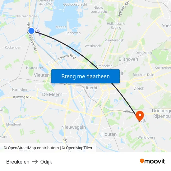 Breukelen to Odijk map
