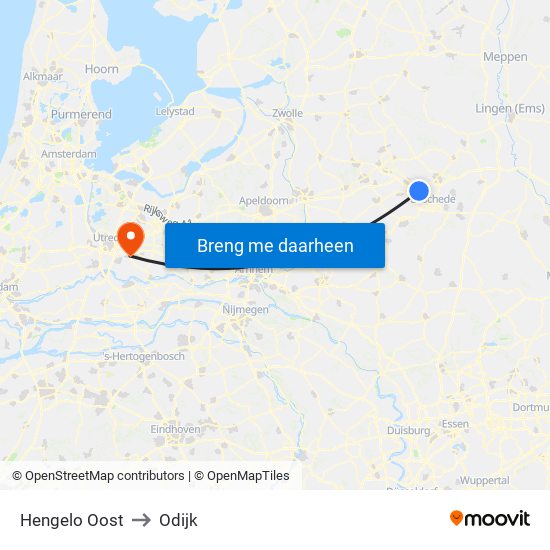 Hengelo Oost to Odijk map