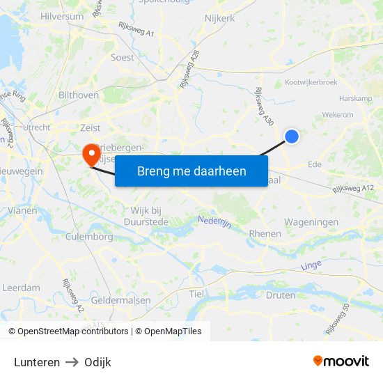 Lunteren to Odijk map