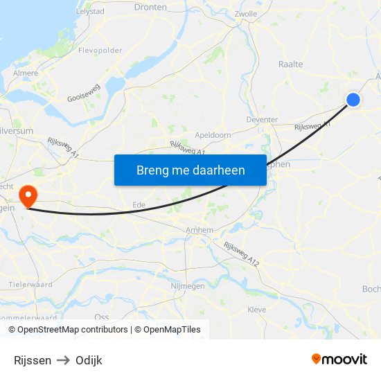 Rijssen to Odijk map