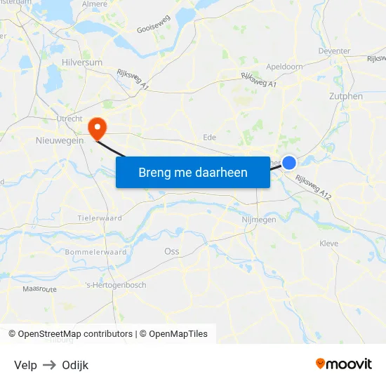 Velp to Odijk map