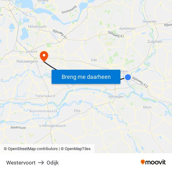 Westervoort to Odijk map
