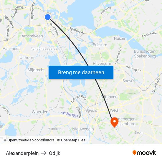 Alexanderplein to Odijk map