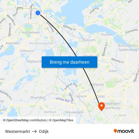 Westermarkt to Odijk map
