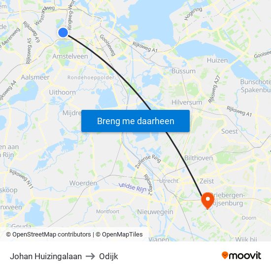 Johan Huizingalaan to Odijk map