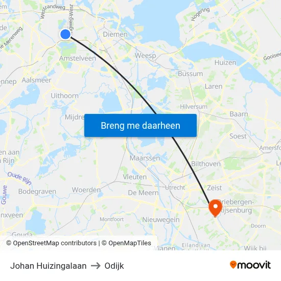 Johan Huizingalaan to Odijk map