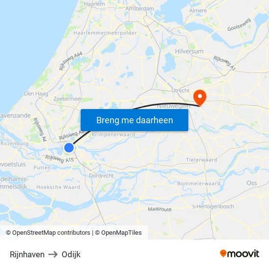 Rijnhaven to Odijk map