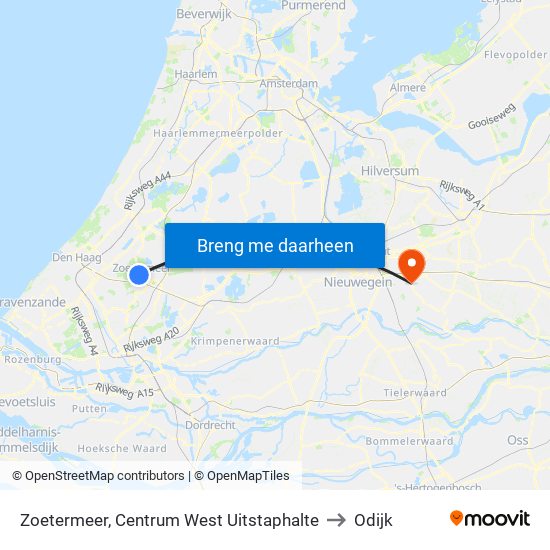 Zoetermeer, Centrum West Uitstaphalte to Odijk map