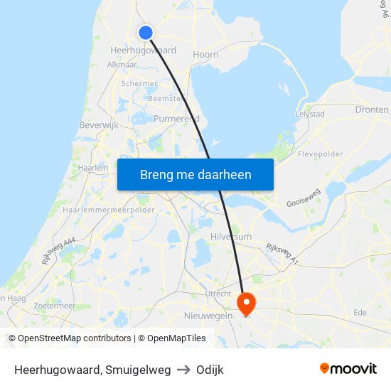 Heerhugowaard, Smuigelweg to Odijk map