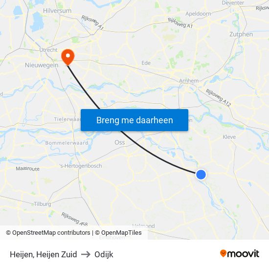 Heijen, Heijen Zuid to Odijk map