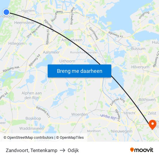 Zandvoort, Tentenkamp to Odijk map