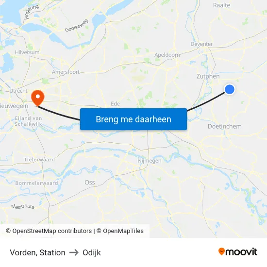 Vorden, Station to Odijk map