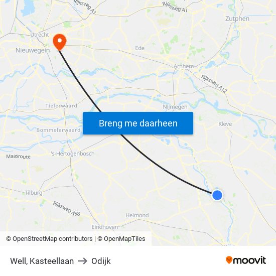 Well, Kasteellaan to Odijk map
