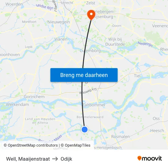 Well, Maaijenstraat to Odijk map