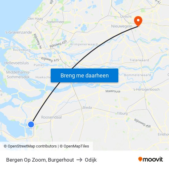 Bergen Op Zoom, Burgerhout to Odijk map