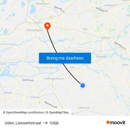 Uden, Liessentstraat to Odijk map