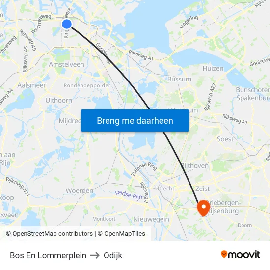 Bos En Lommerplein to Odijk map