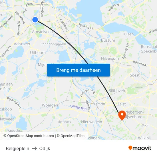 Belgiëplein to Odijk map