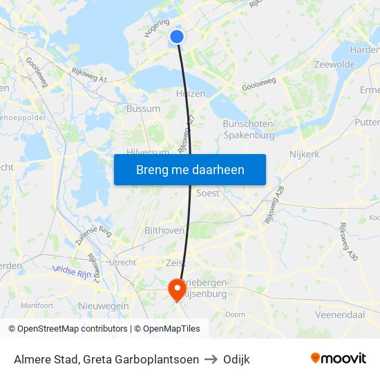 Almere Stad, Greta Garboplantsoen to Odijk map