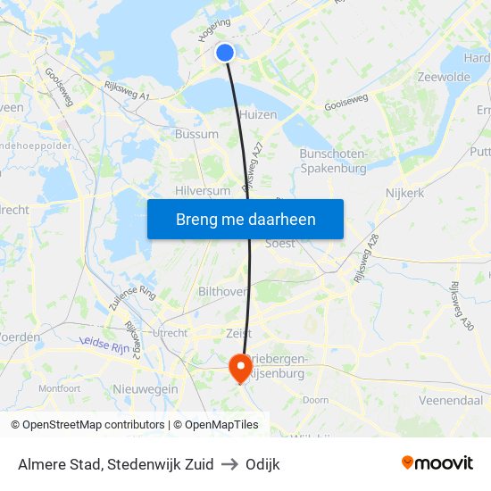 Almere Stad, Stedenwijk Zuid to Odijk map