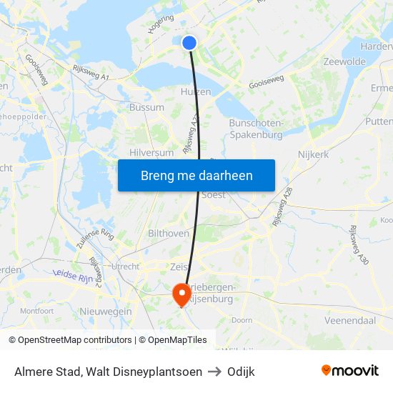 Almere Stad, Walt Disneyplantsoen to Odijk map