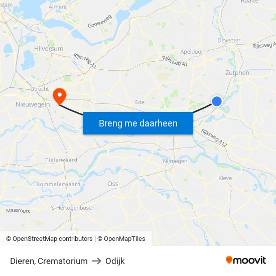 Dieren, Crematorium to Odijk map