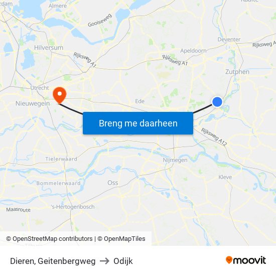 Dieren, Geitenbergweg to Odijk map