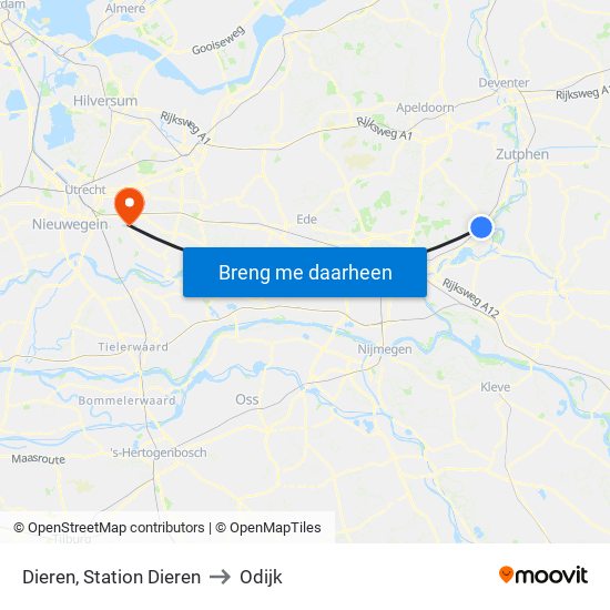 Dieren, Station Dieren to Odijk map