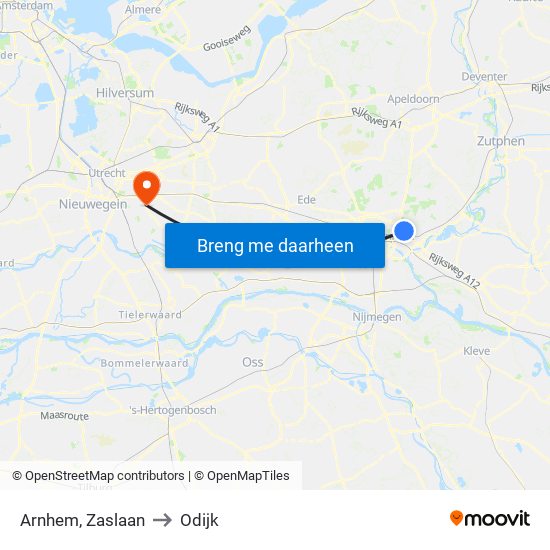 Arnhem, Zaslaan to Odijk map