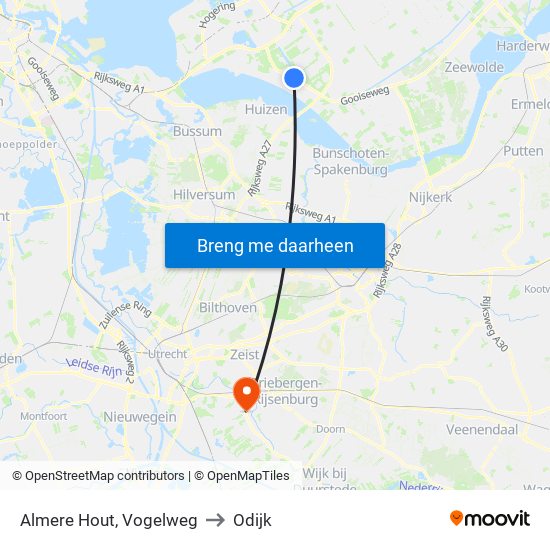 Almere Hout, Vogelweg to Odijk map