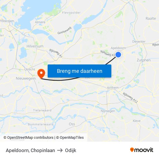 Apeldoorn, Chopinlaan to Odijk map