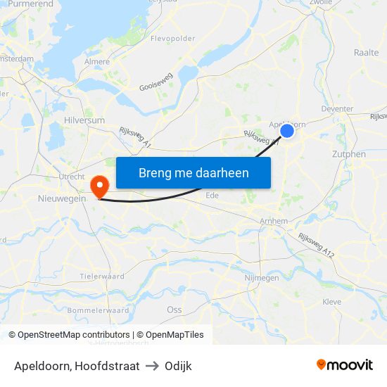 Apeldoorn, Hoofdstraat to Odijk map