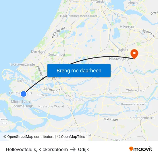 Hellevoetsluis, Kickersbloem to Odijk map