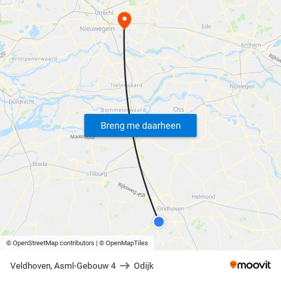 Veldhoven, Asml-Gebouw 4 to Odijk map