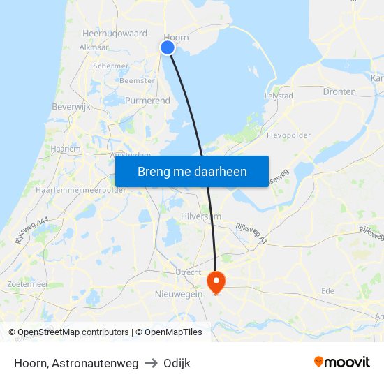 Hoorn, Astronautenweg to Odijk map