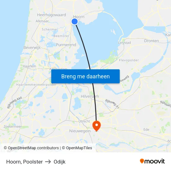 Hoorn, Poolster to Odijk map