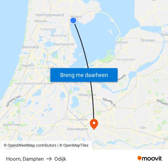 Hoorn, Dampten to Odijk map