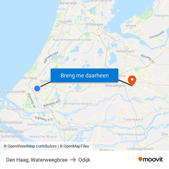 Den Haag, Waterweegbree to Odijk map