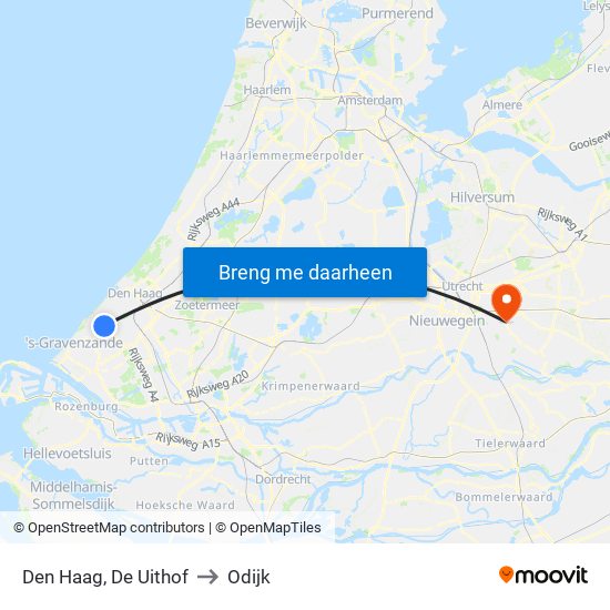Den Haag, De Uithof to Odijk map