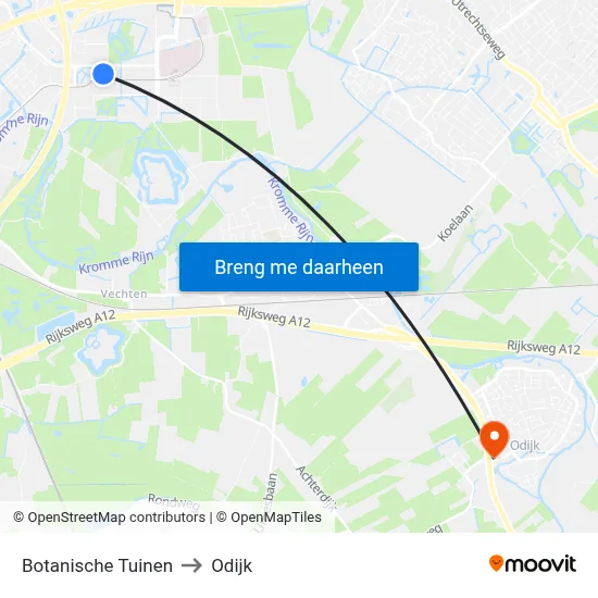 Botanische Tuinen to Odijk map